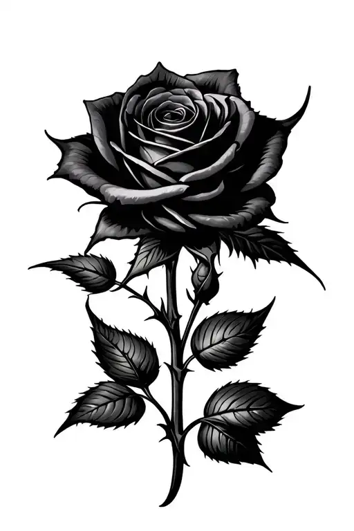 Black Rose With 6 Thorns