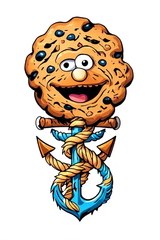 Cookie Monster With An Anchor Intertwined