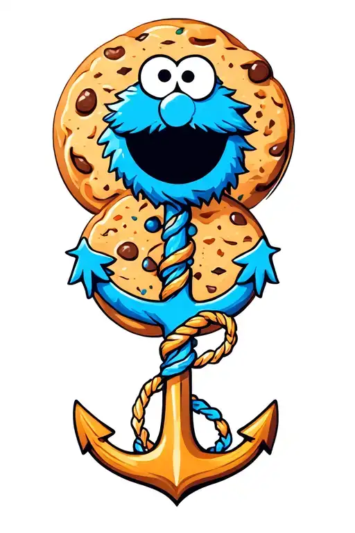 Cookie Monster With An Anchor Intertwined