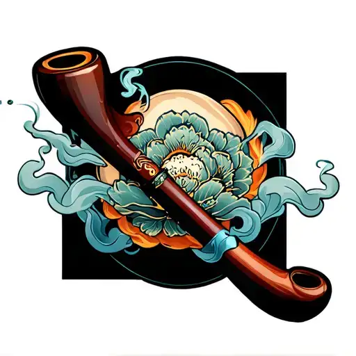Japanese Style Thin Kiseru Pipe With Smoke