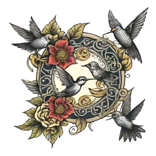 Chainmail Arm Sleeve With Hummingbirds Flying