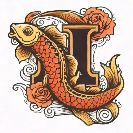 Koi Fish In Shape Of Letter J