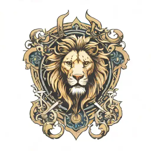 Lion On One Side Of Cross And God On The Other