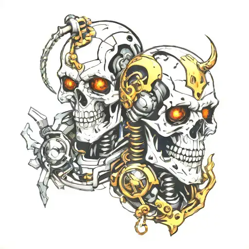 Skulls Scary Futuristic Robotic