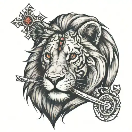 Lion With Cross Scar And Ruby Eye