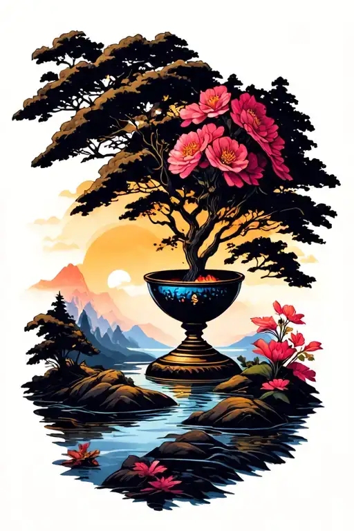 Neo Traditional Landscape With Center Piece Full Color