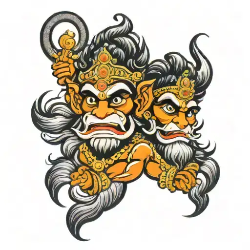 Hanuman And Narasimha Face With Naamam