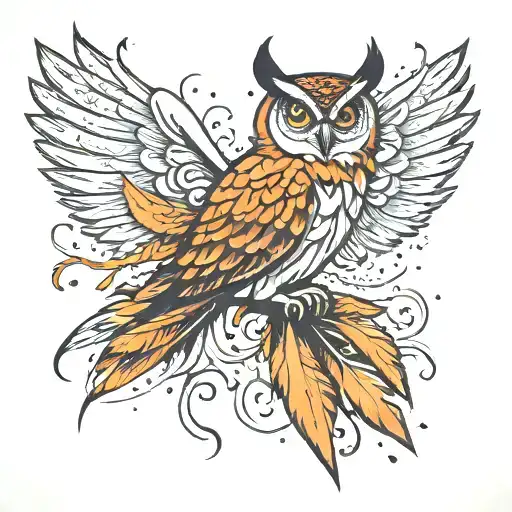 Owl With Falling Feathers