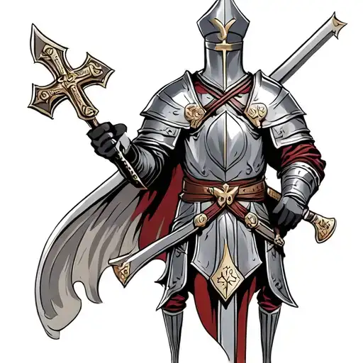 Give Me A Photo Of Templar Knight With Cross In Hand