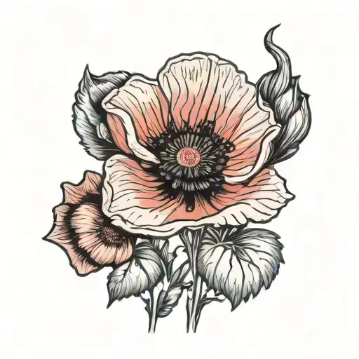 Poppy Flower For Finger With Dcj As Initials