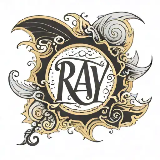The Word Ray In Cursive With A Sun Next To It