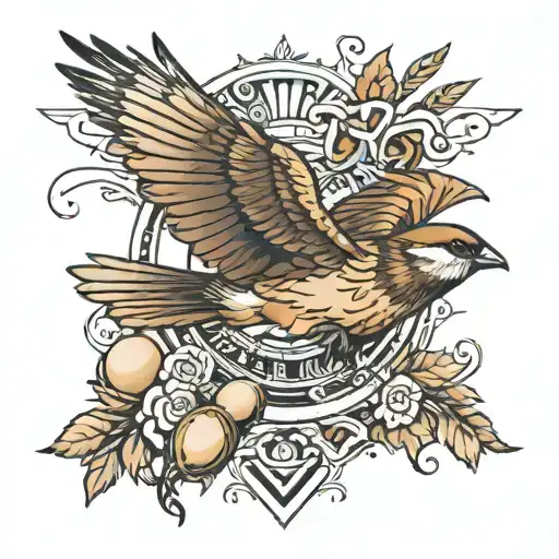 Sparrow Soaring Through The Sky With Artifacts Showing That It Is Going Really Fast