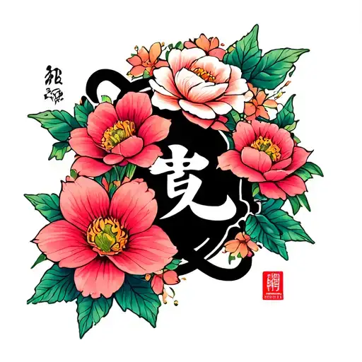 Hibachi Flowers Around The Name Mina