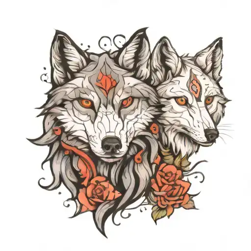 White Wolf Black Wolf Merged Together