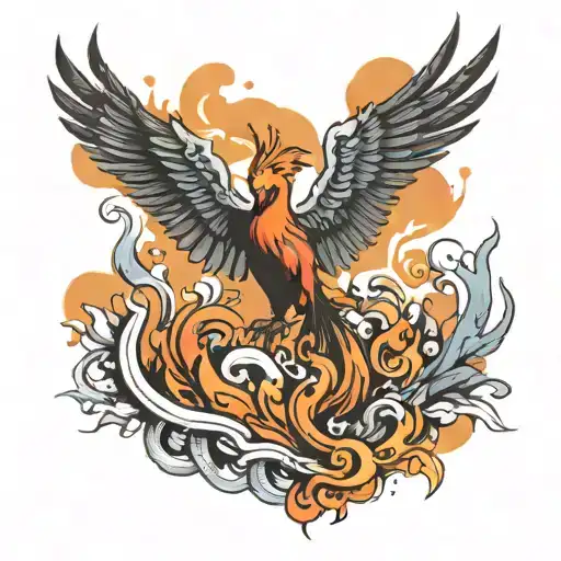 A Phoenix Rising From Ashes In A Neotraditional Style