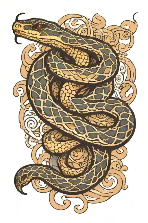 Snake With Shading Around It With Words Underneath
