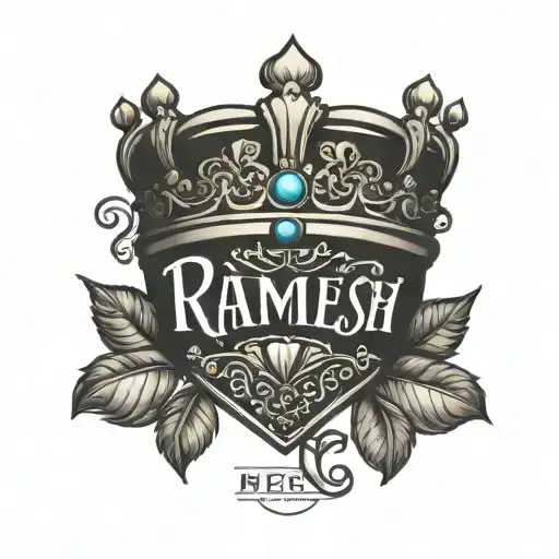 Name Ramesh With King Crown And Heart Shape