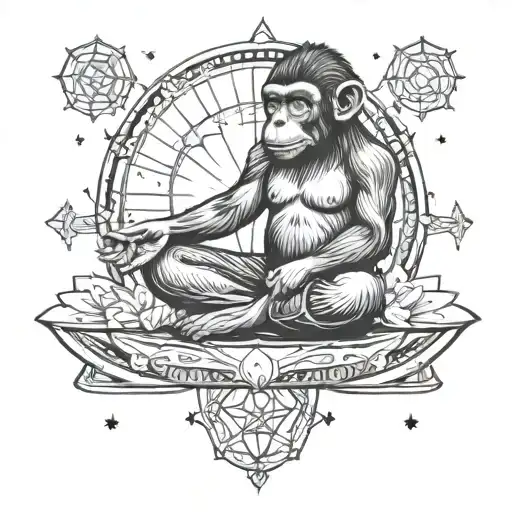 Yoga Punk Monkey Lotus Position Levitating With Universe