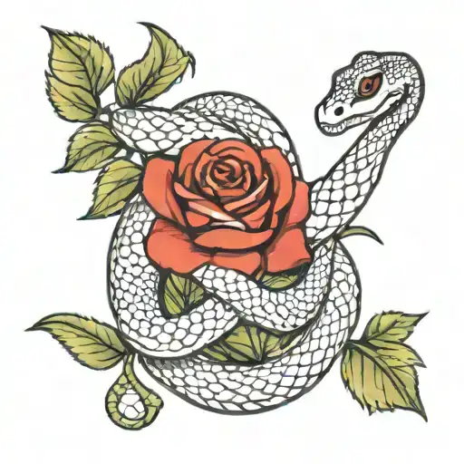 Snake With Red Roses