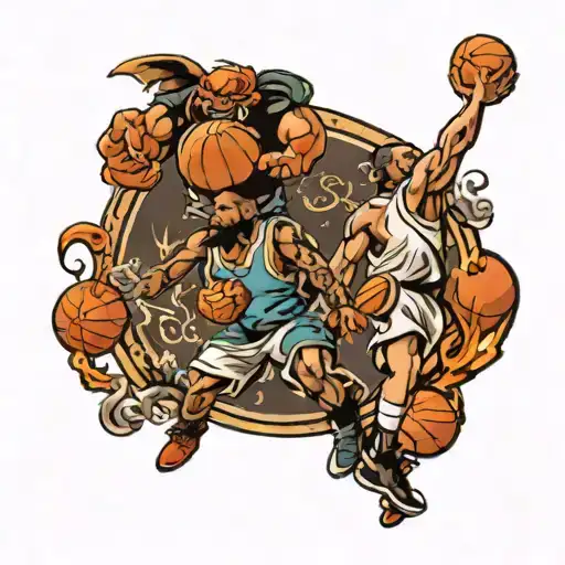 Videogame Characters Playing Basketball