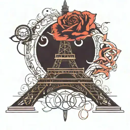 Draw The Eiffel Tower On The Shin On The Left With The Olympic Rings