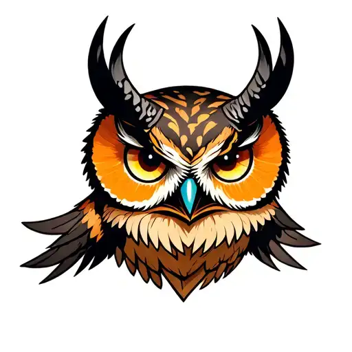 Japanese Horned Owl Piercing Eyes And Flying