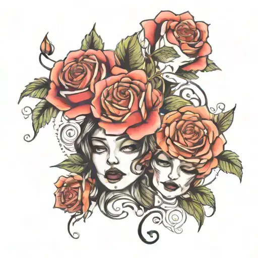Faces Roses Realism Style