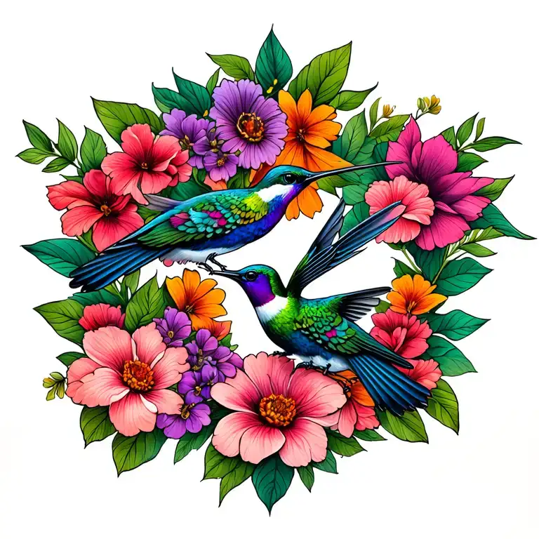 Birth Month Flowers And Humming Birds