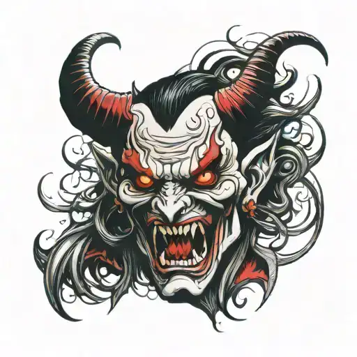 Devil Horror Face And Red Eyes