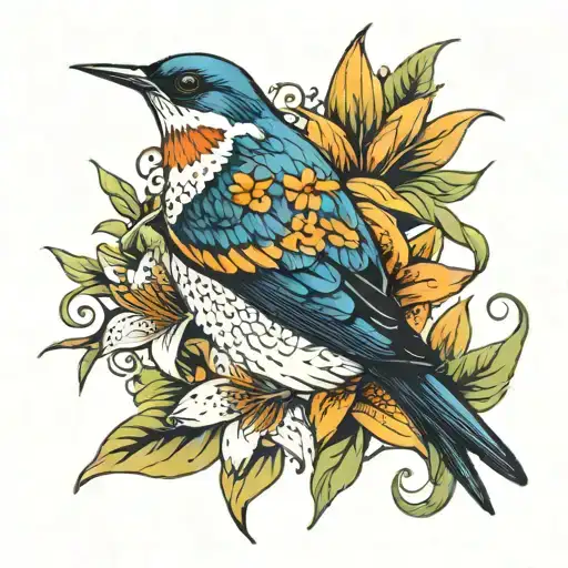 Swallow In Tiger Lilies