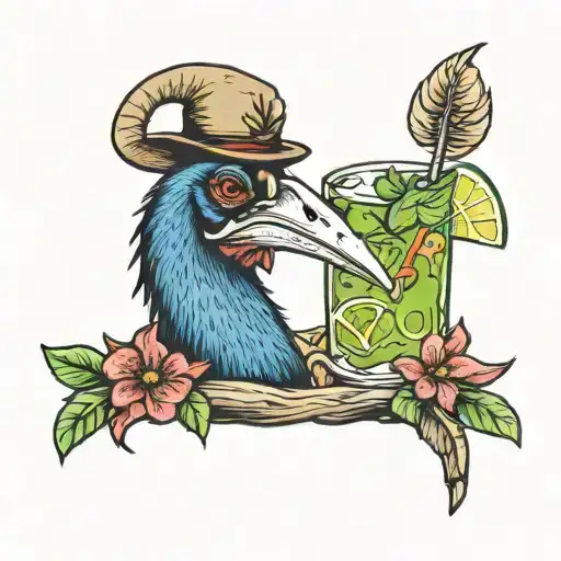 Cassowary With A Mojito Cocktail