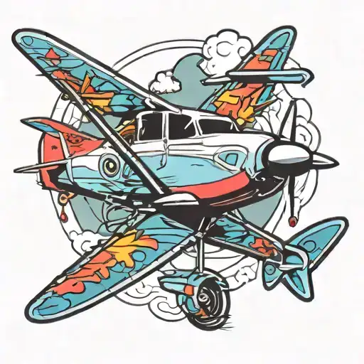 Airplane Silhouette And Love And Colourful