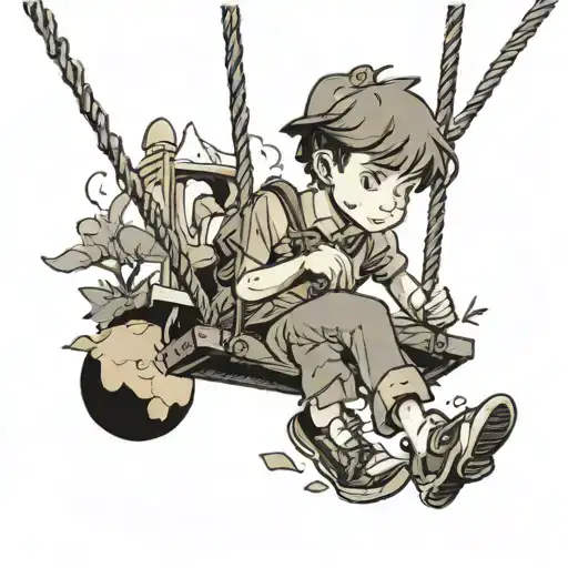 Boy In Swing Traveling The World