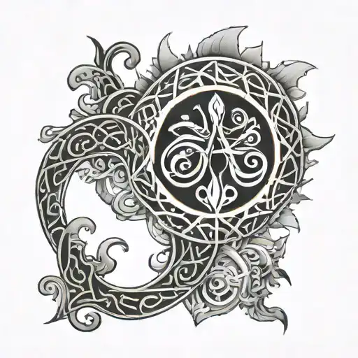 Full Arm Sleeve Keltic Symbols With Urquhart Clan Symbols