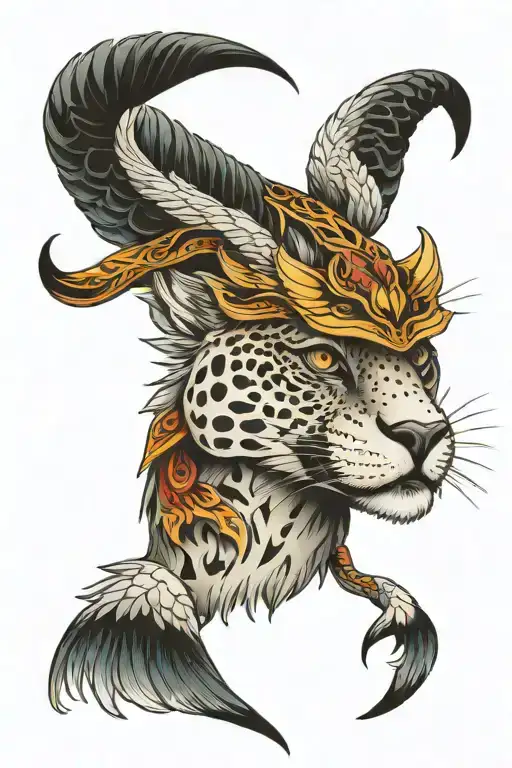 Jaguar Face With An Eagle