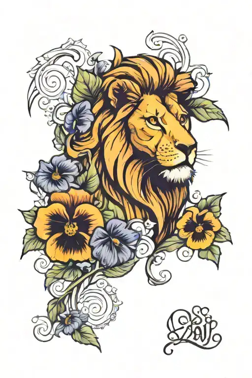 Lion And Pansy Flowers