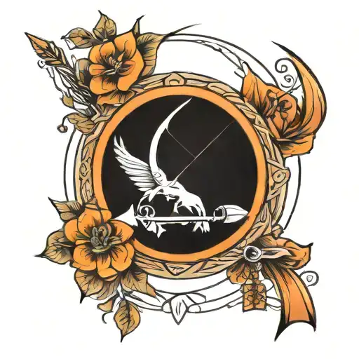 Bow And Arrow With Sun Rising