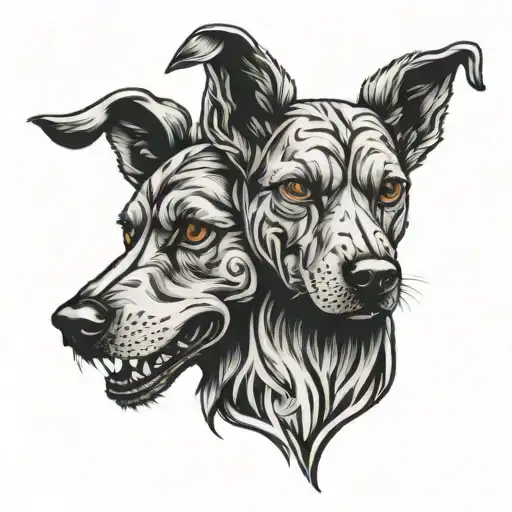 Two Dog Heads Wrapped