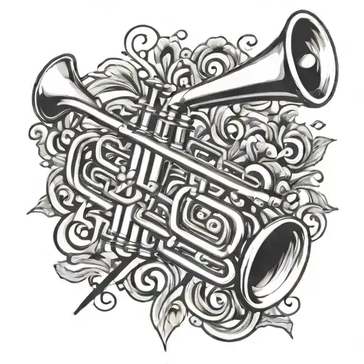 Silver Bach Trumpet Blowing Out Musical Notes
