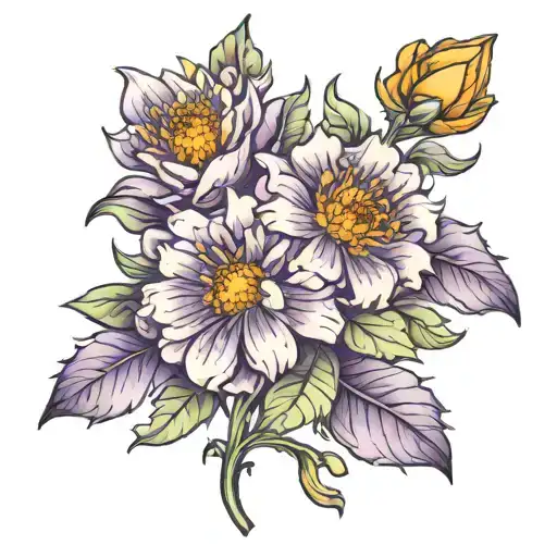 Aster Violet Marigold Daffidils