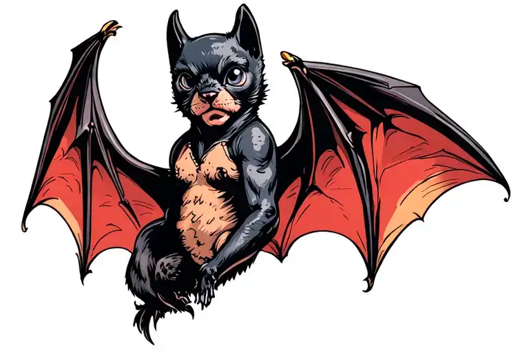 Bat Flying American Neo Traditional Tattoo Design