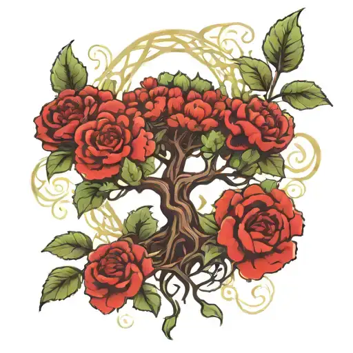 Carnations Flowers Mother Tree Intertwined Within