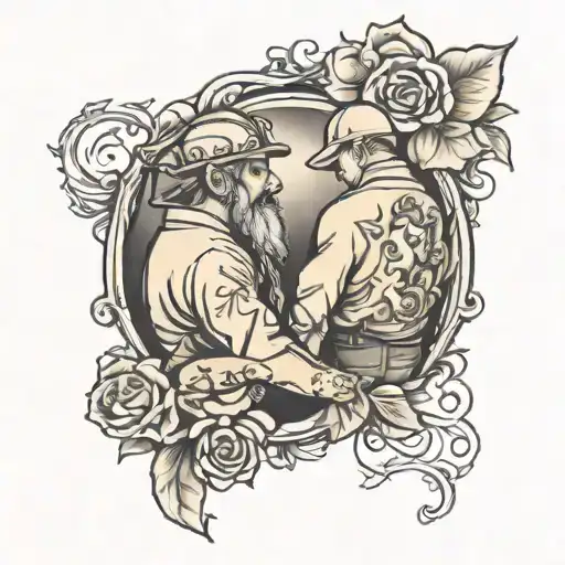 Memorial Dad And Brother Holding Hands Looking