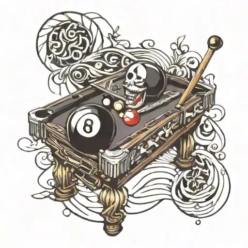 Pool Table With An 8 Ball