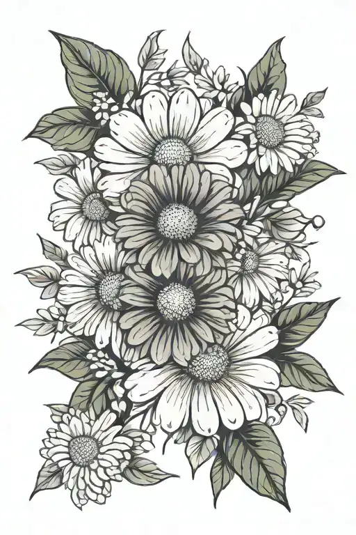 Zinnias And Daisies Growing
