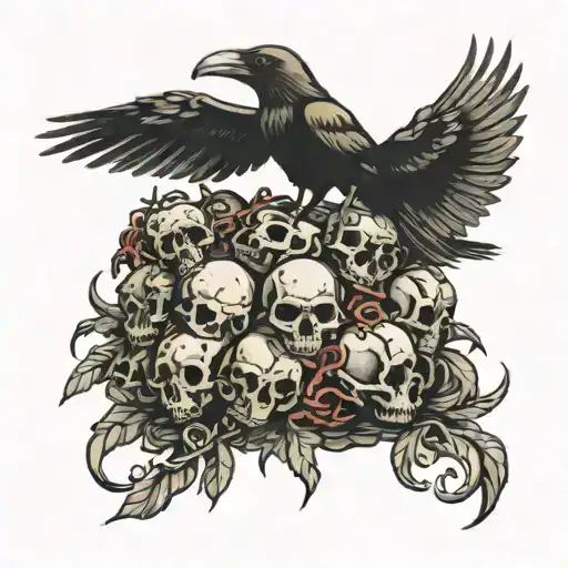 Crow On Pile Of Skulls