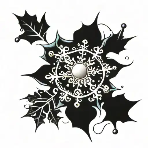 Snowflake Five Points With Thin Ends And A Pearl In The Middle