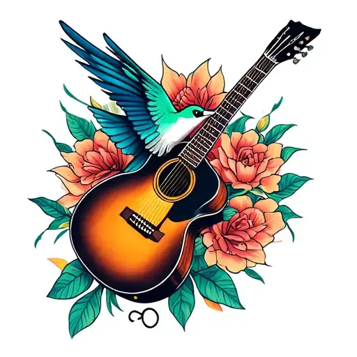 Hummingbird And Acoustic Guitar