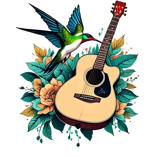 Hummingbird And Acoustic Guitar