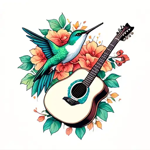 Hummingbird And Acoustic Guitar